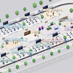 Escritório 3D com os agentes nas salas